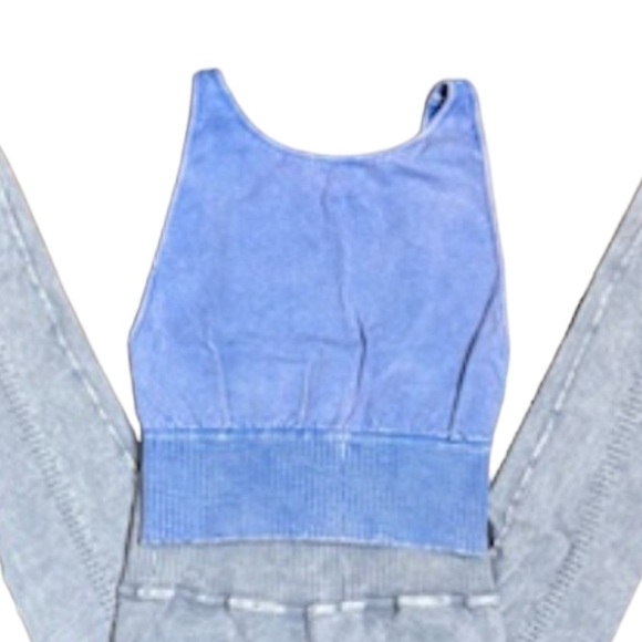 FREE PEOPLE GOOD KARMA HIGH NECK CROP TOP SOLD OUT STYLE! Light BLUE M L - Picture 8 of 10